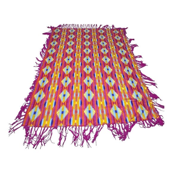 Bohemian Southwestern Geometric Throw Blanket Soft Fringed Aztec Cabin Lake - Picture 1 of 3